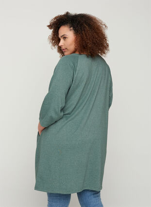 Sweater dress with 3/4-length sleeves and pockets, Balsam Green Mel, Model image number 1