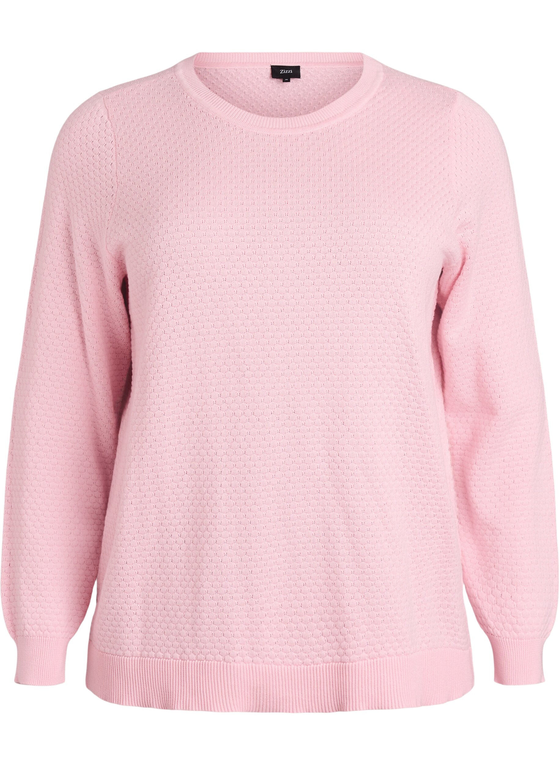 Knit blouse in cotton with textured pattern