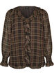Blouse with check and ruffle details, Green, Packshot image number 0