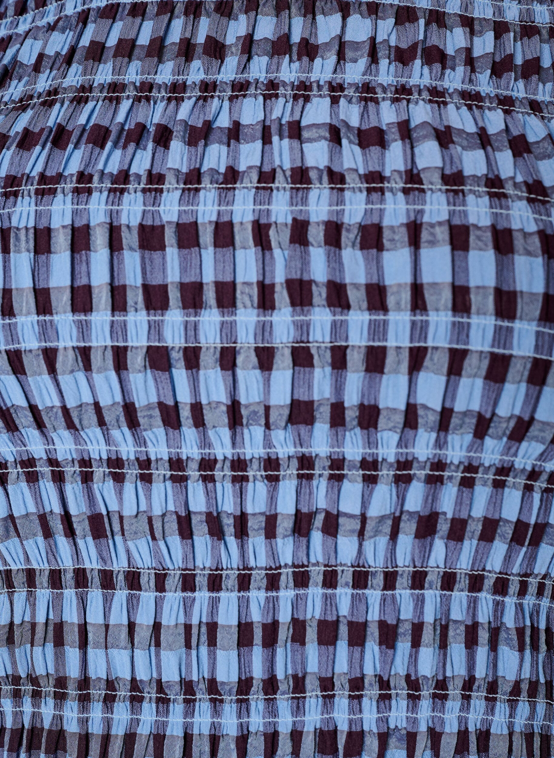 Zizzifashion Smock blouse with gingham check and ruffle hem, Blue, Packshot image number 2