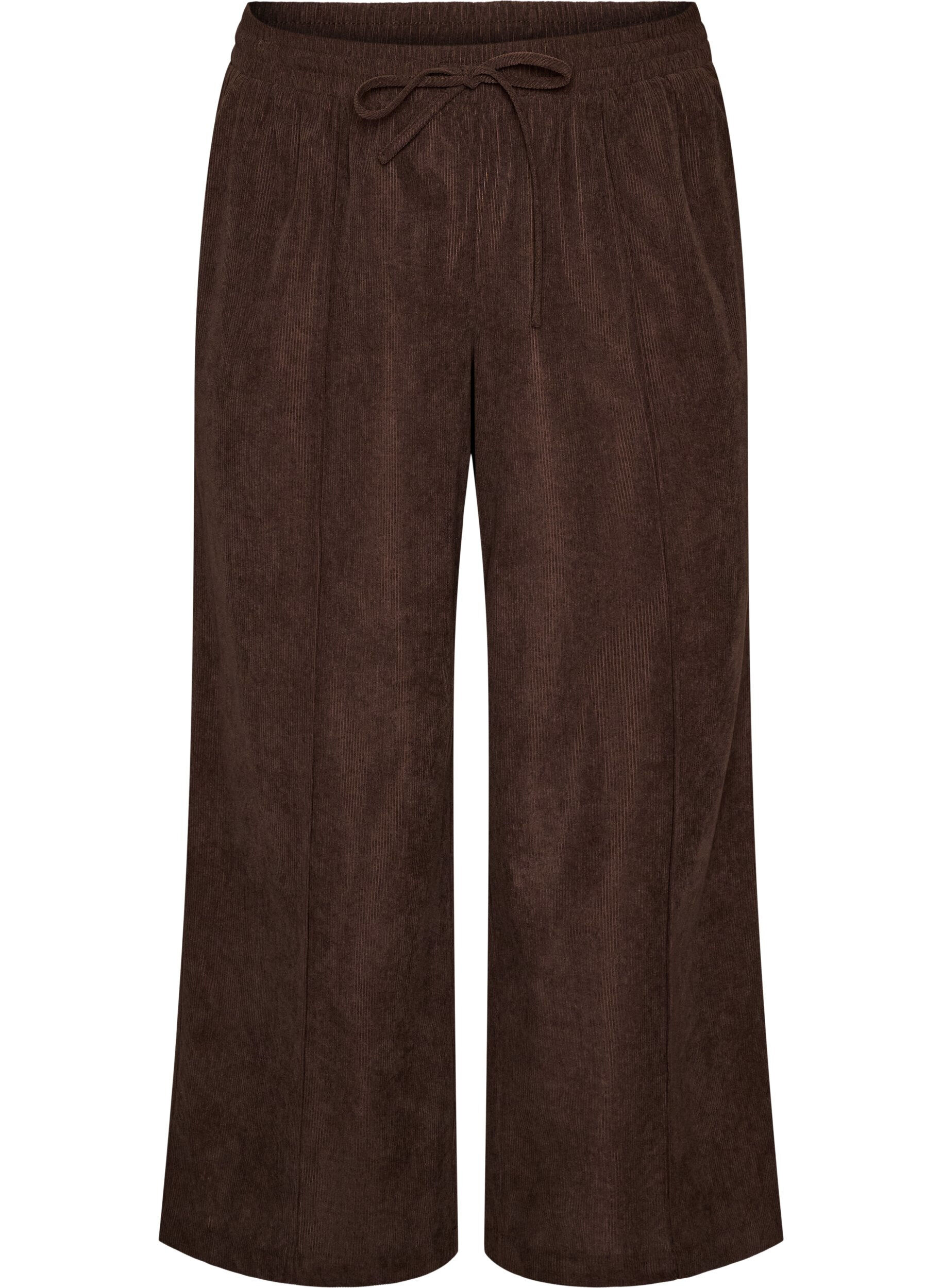 ZizzifashionCorduroy trousers with wide legs and a high waist, Brown, Packshot image number 0
