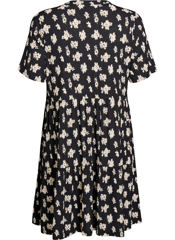 Patterned dress with panels, Black, Packshot image number 1