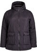 Quilted jacket with hood and pockets, Black, Packshot image number 0