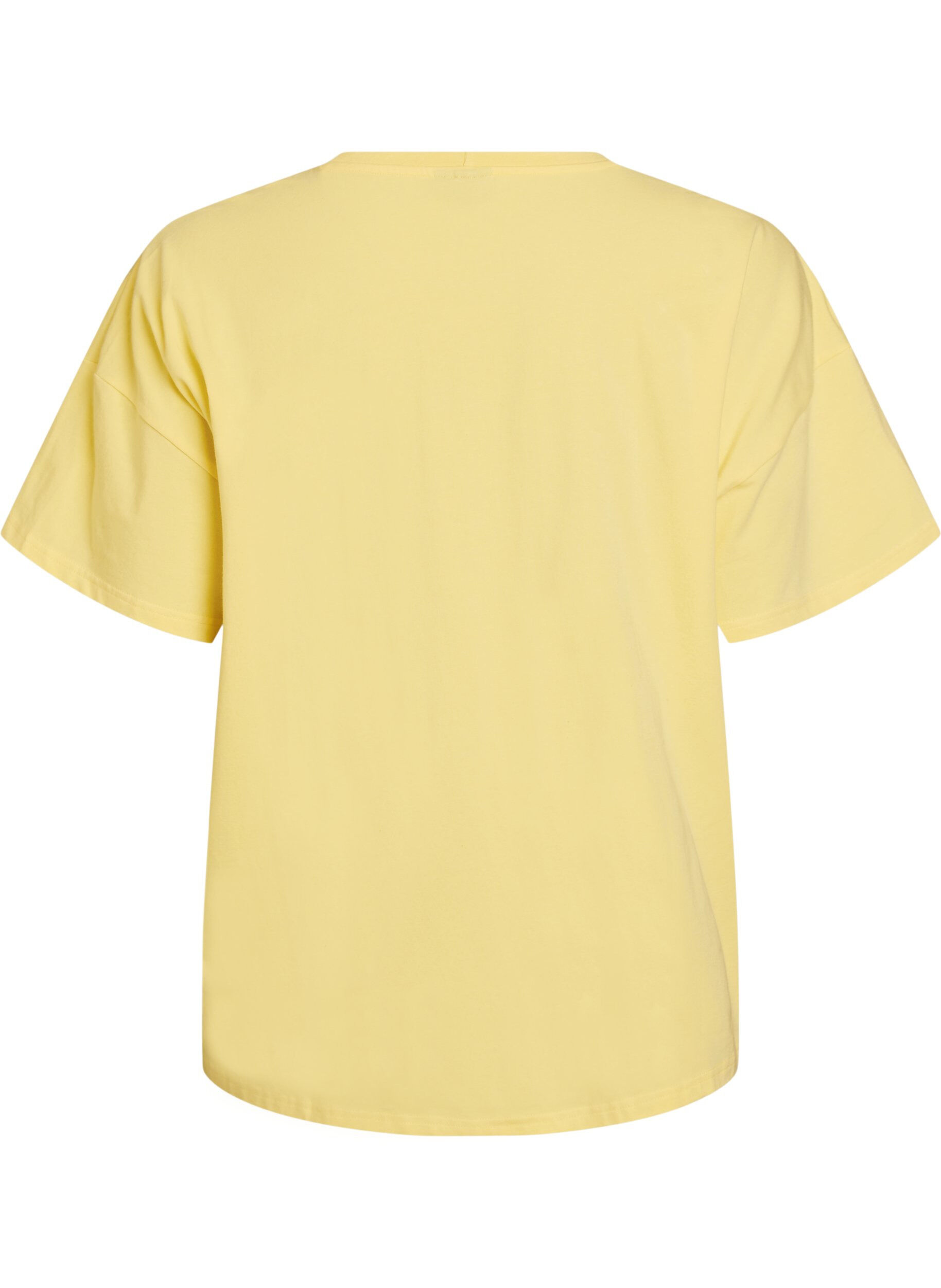 Zizzifashion Organic cotton T-shirt with a small front motif, Yellow, Packshot image number 1