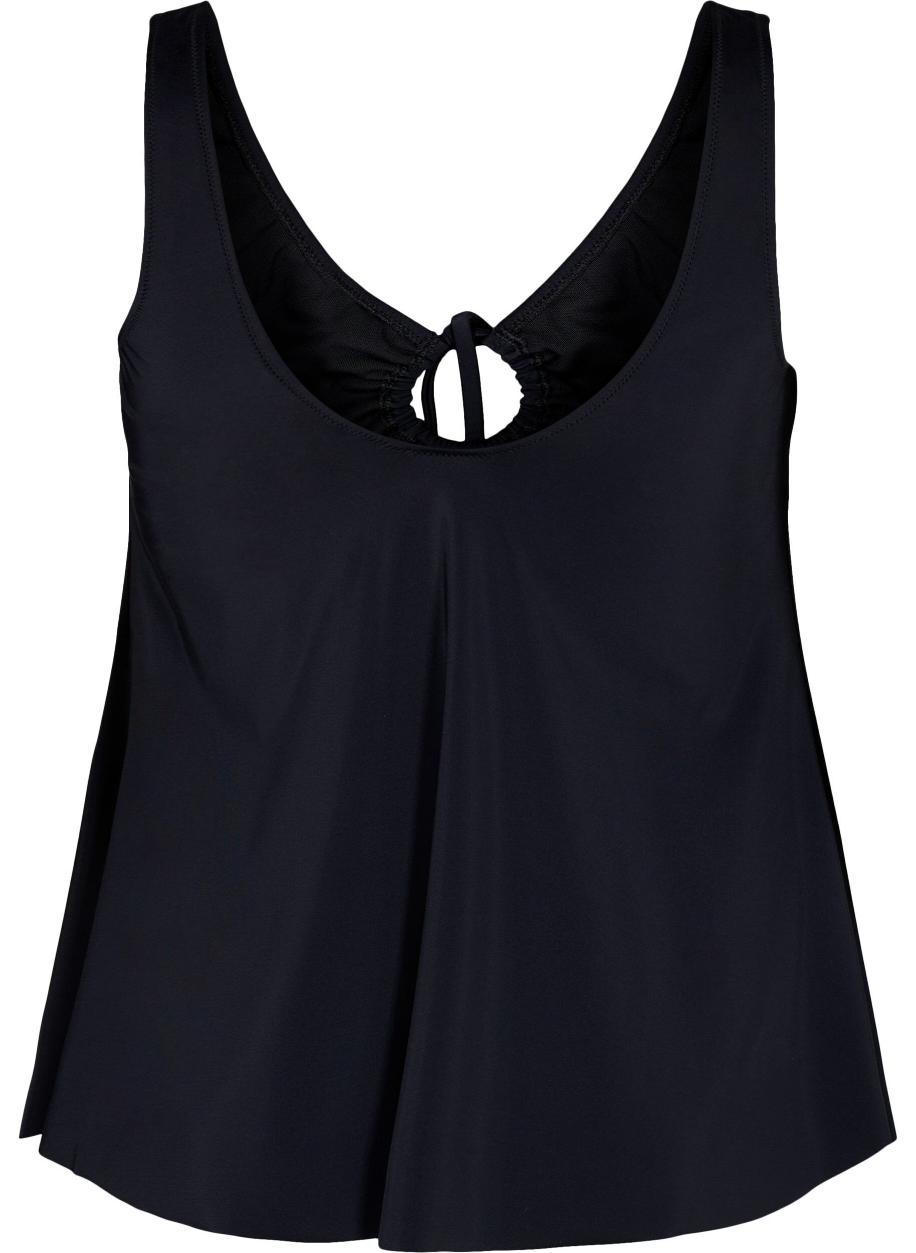 Zizzifashion Solid colour tankini with string detail, Black, Packshot image number 1