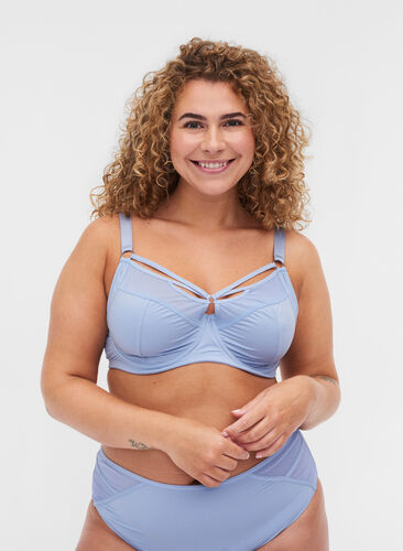 Figa underwired bra with mesh and straps, Eventide, Model image number 0