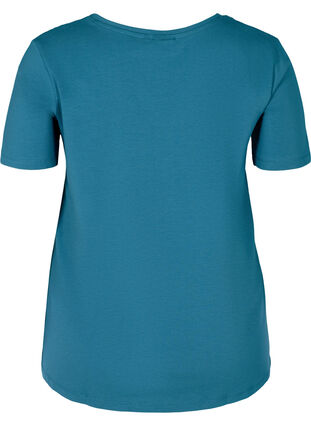 Basic t-shirt with v-neck, Blue Coral, Packshot image number 1