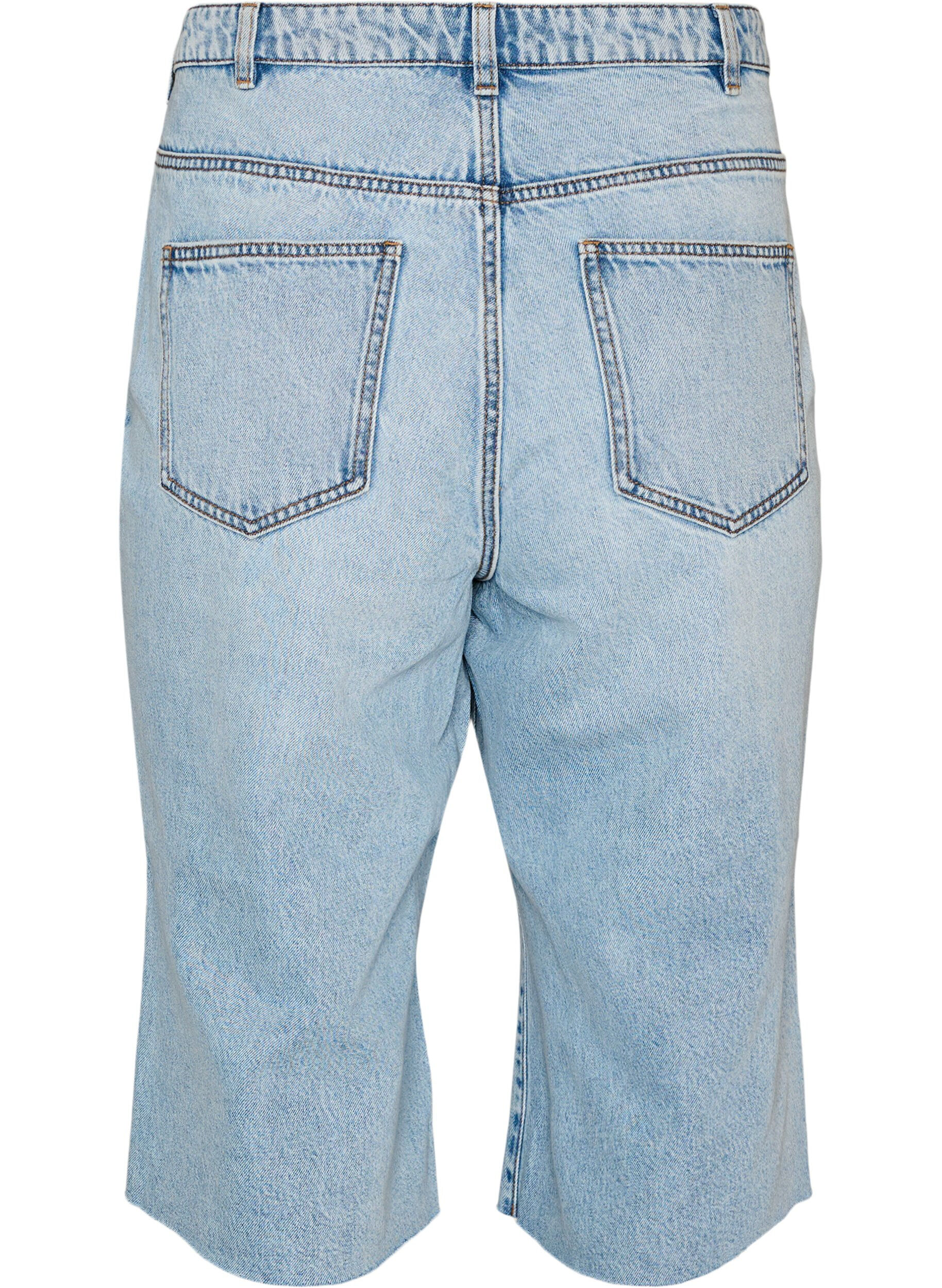 Zizzifashion Cropped jeans with a distressed look and raw edges, Light Blue, Packshot image number 1