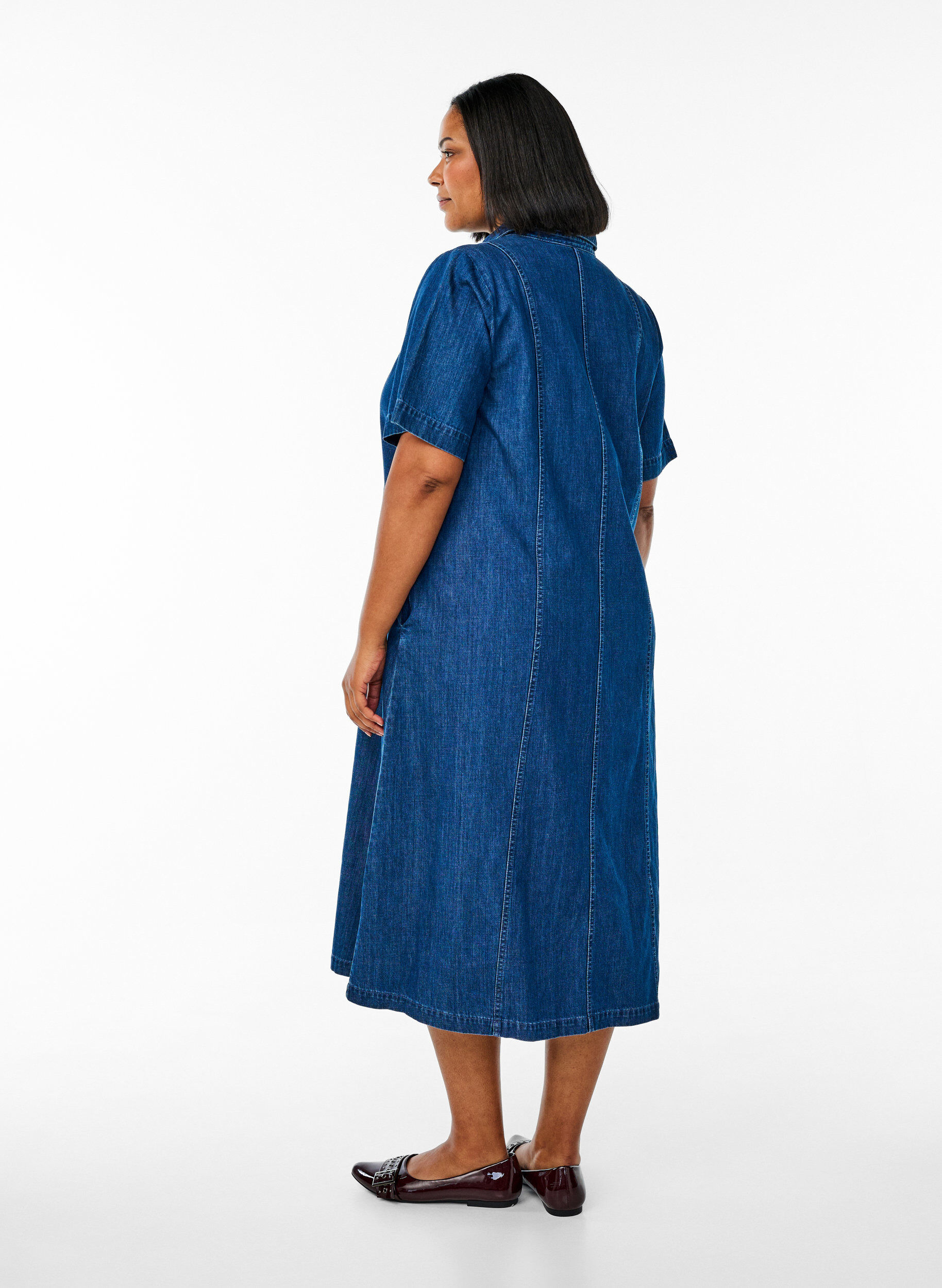 ZizzifashionMidi-length denim shirt dress, Blue, Model image number 1