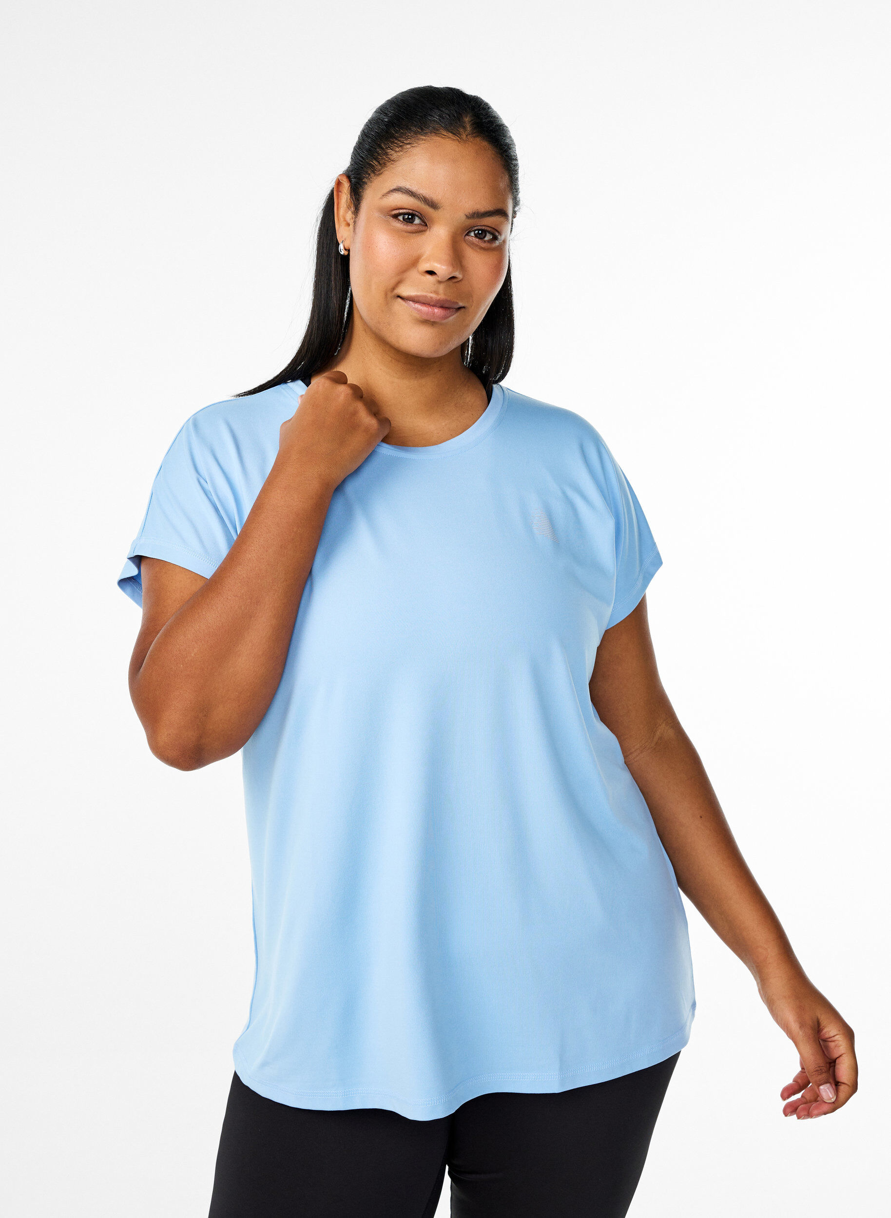 Zizzifashion Solid-coloured workout T-shirt, Blue, Model image number 0