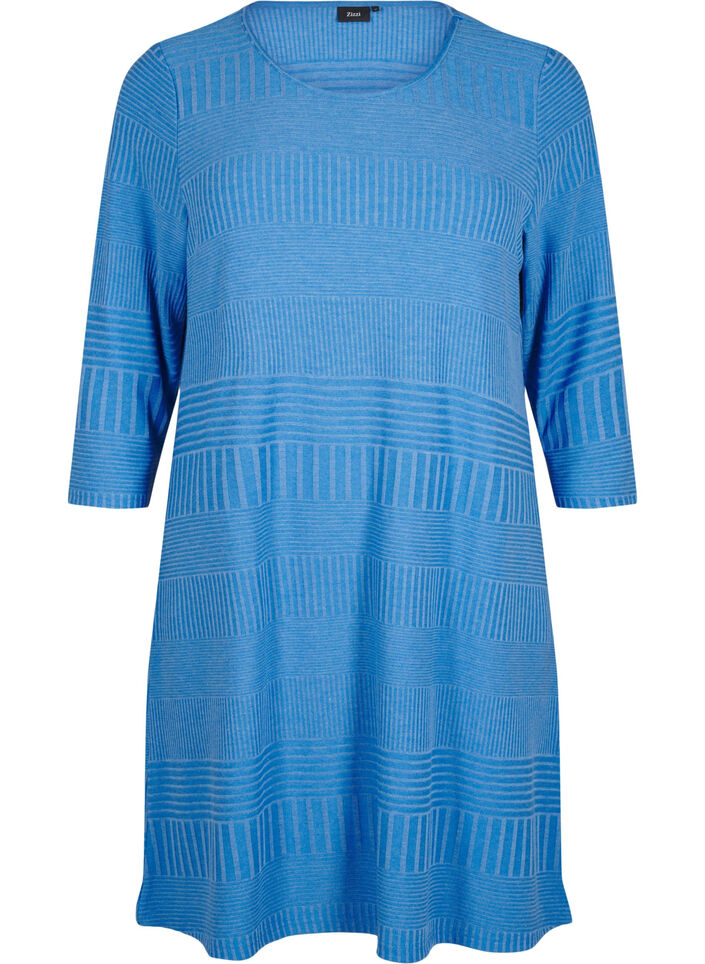 Dress with 3/4 sleeves and striped pattern, Princess Blue Mel., Packshot image number 0