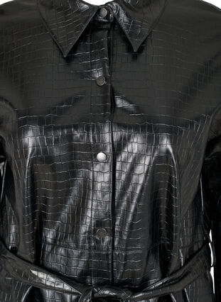 Faux leather shirt jacket, Black, Packshot image number 2