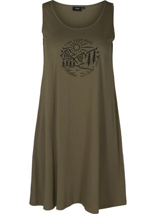 Sleeveless cotton dress in A-line, Ivy Green ROAD, Packshot image number 0