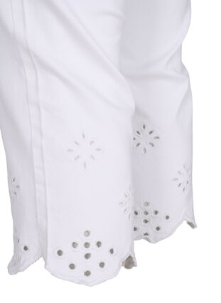 Capris with broderie anglaise, White, Packshot image number 3