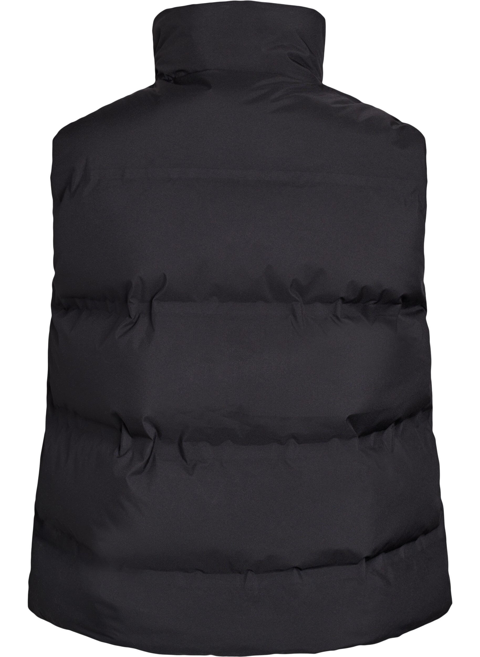 Zizzifashion Short puff vest with high collar, Black, Packshot image number 1