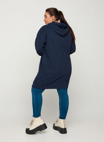 Sweater dress with a hood and zip, Night Sky, Model image number 1
