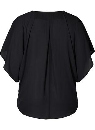 V-neck blouse with batwing sleeves, Black, Packshot image number 1