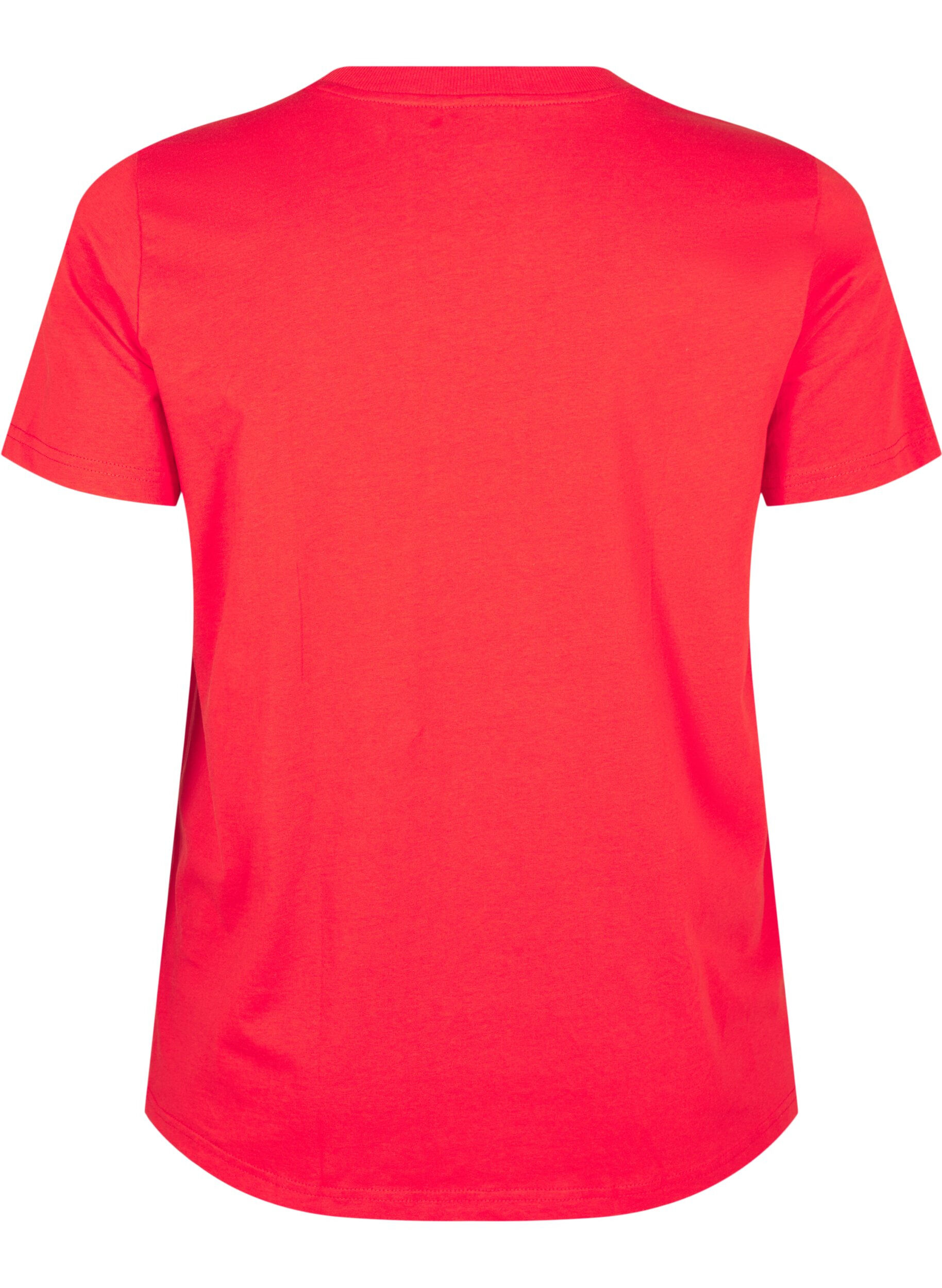 ZizzifashionBasic cotton T-shirt with round neck, Red, Packshot image number 1
