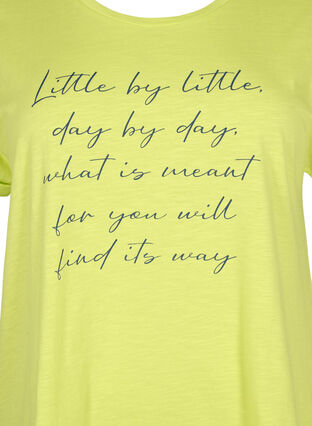 Printed T-shirt in organic cotton, Wild Lime w. Navy, Packshot image number 2