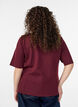 Blouse with asymmetric wrap effect and short sleeves, Red, Model image number 2