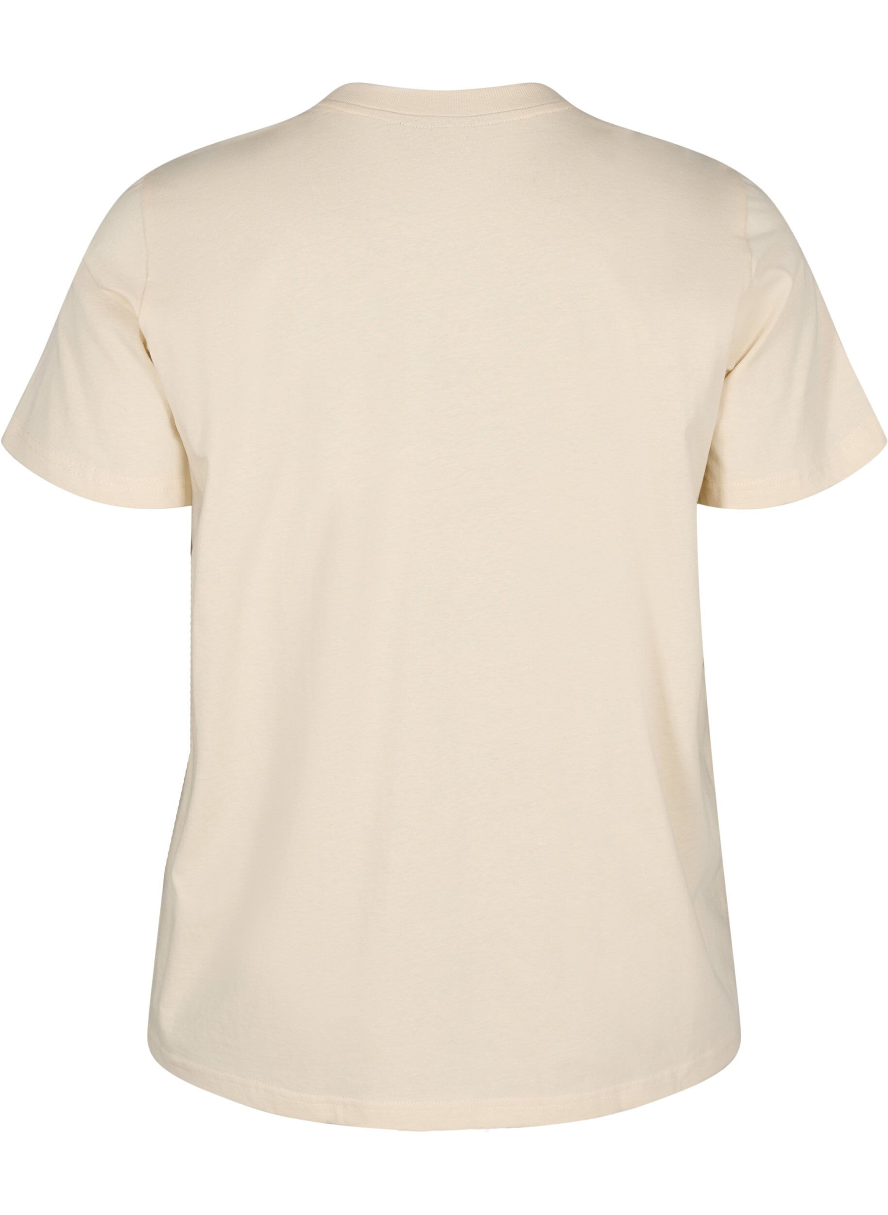 Zizzifashion Cotton T-shirt with print, Beige, Packshot image number 1