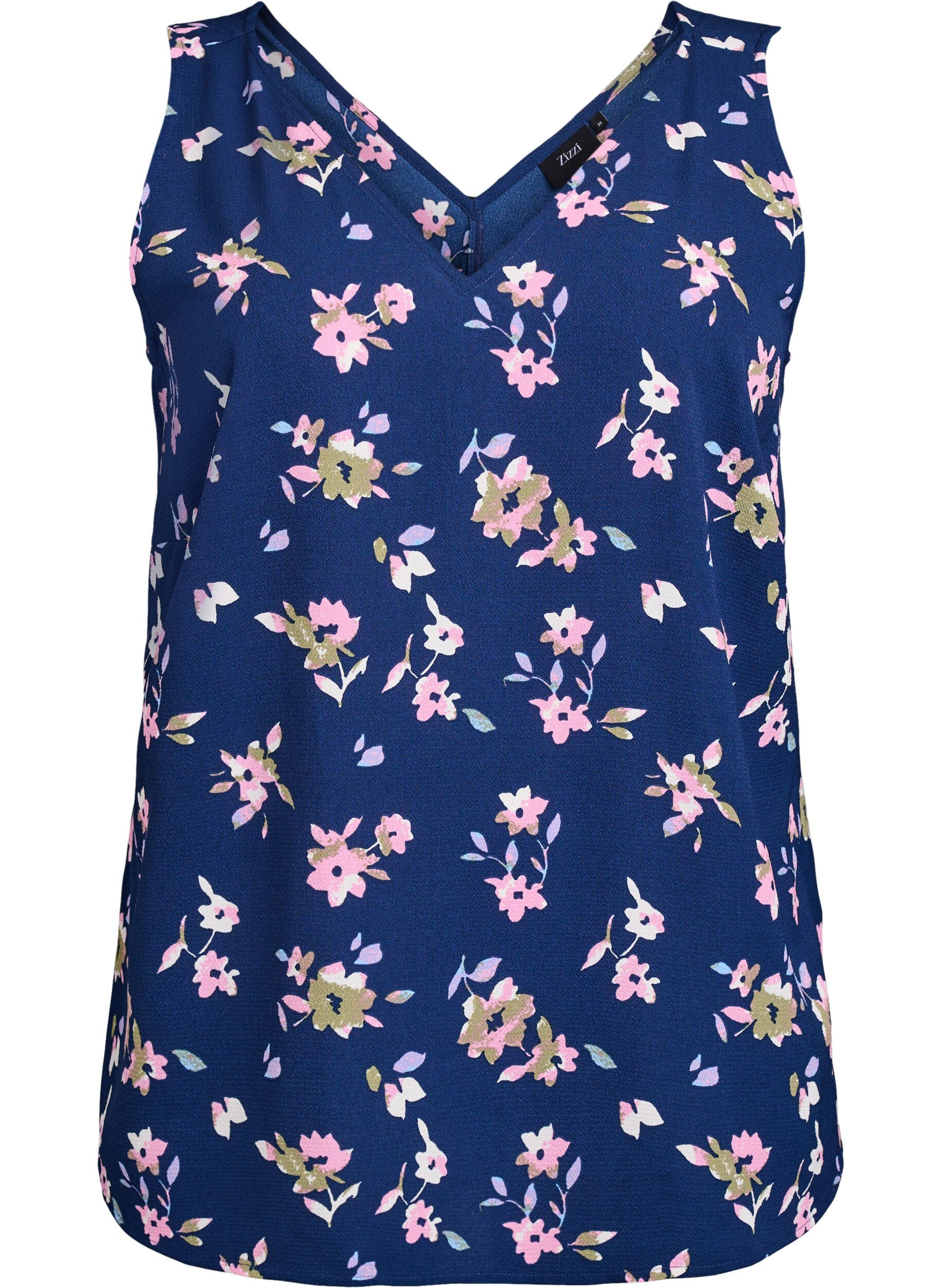 Zizzifashion Printed top with v-neck, Blue, Packshot image number 0