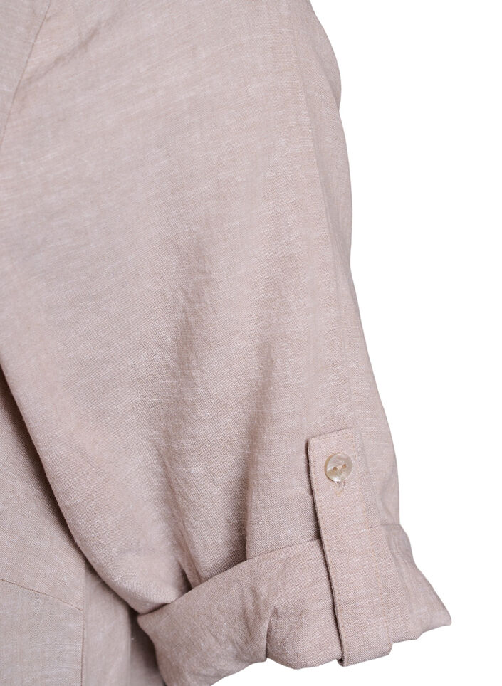 Linen and viscose tunic with A-shape, Beige, Packshot image number 3