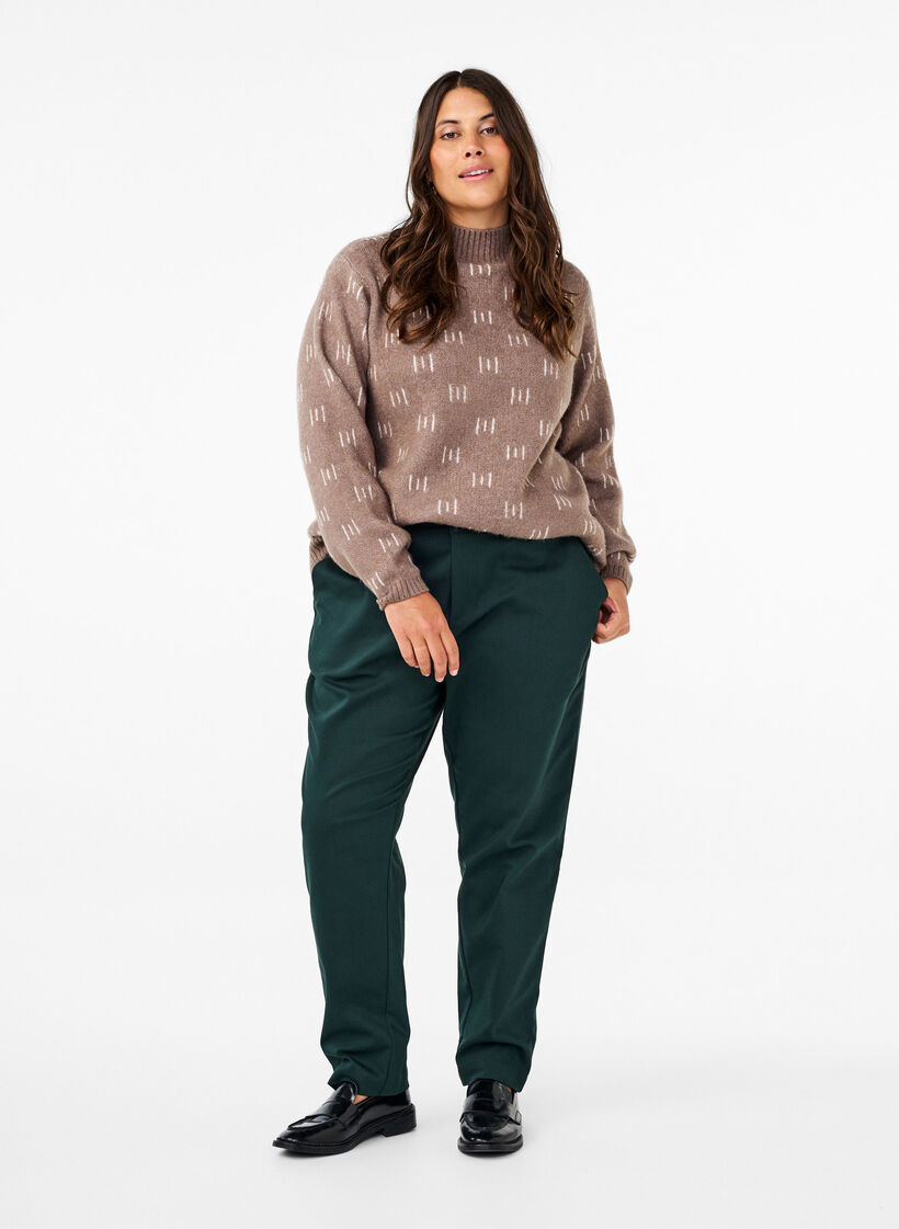 High-waisted trousers with straight legs, Green, Model image number 0