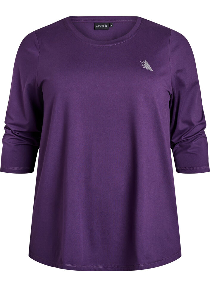 Workout top with 3/4 sleeves, Purple, Packshot image number 0