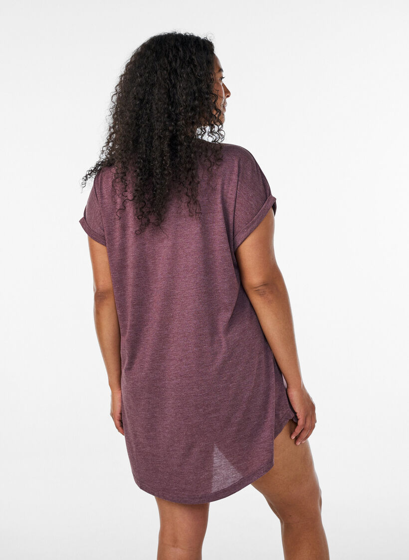 Short sleeve nightgown with text print, Dark Bordeaux, Model image number 2