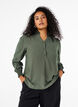 Blouse with ruffle collar, Green, Model image number 0