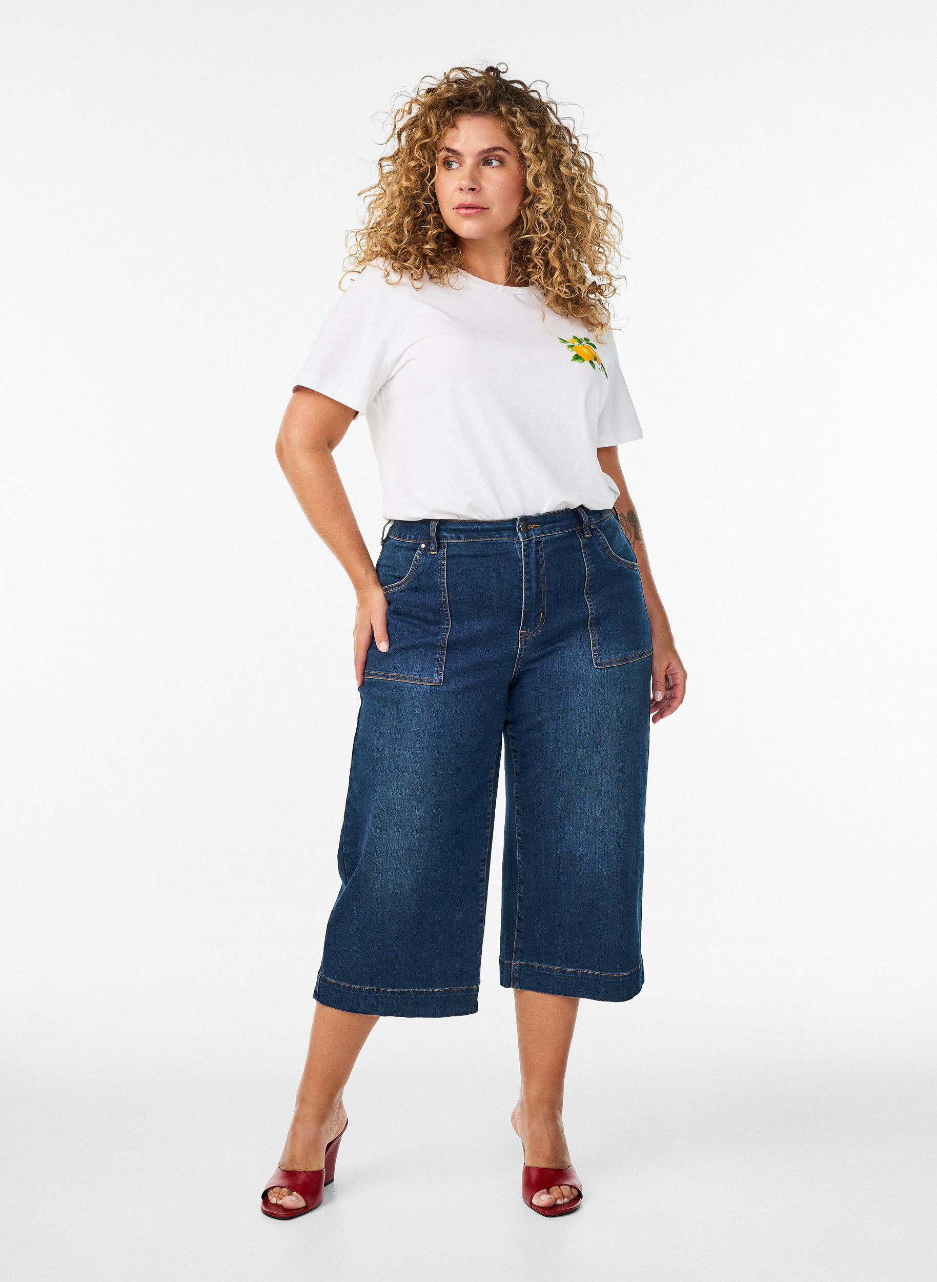 Zizzifashion Organic cotton T-shirt with citrus print, White, Model image number 1