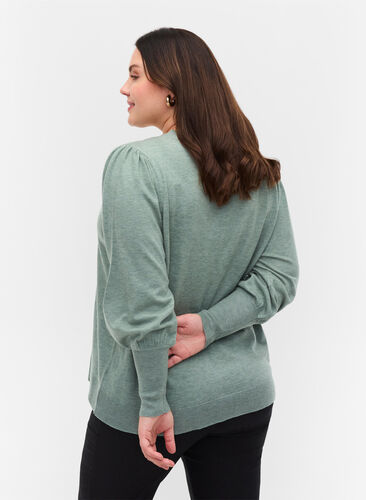 Knitted cardigan with a button-through closure, Chinois Green Mel, Model image number 1