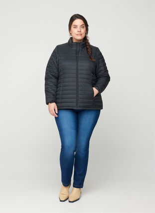 Short quilted jacket with a zip, Black, Model image number 2