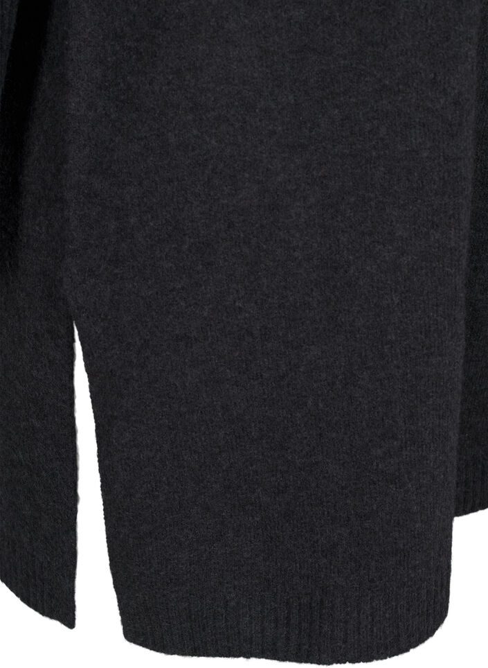 Long knitted blouse with long sleeves, Dark Grey Melange, Packshot image number 3