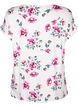 Floral viscose blouse with short sleeves, White Pink AOP, Packshot image number 1