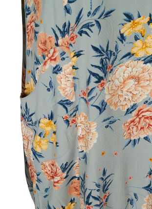 Short-sleeved viscose dress with print, Light Blue Flower, Packshot image number 3