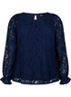 Lace blouse with long sleeves, Navy Blazer, Packshot image number 0