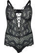 Lace bodystocking with strings, Black, Packshot image number 0