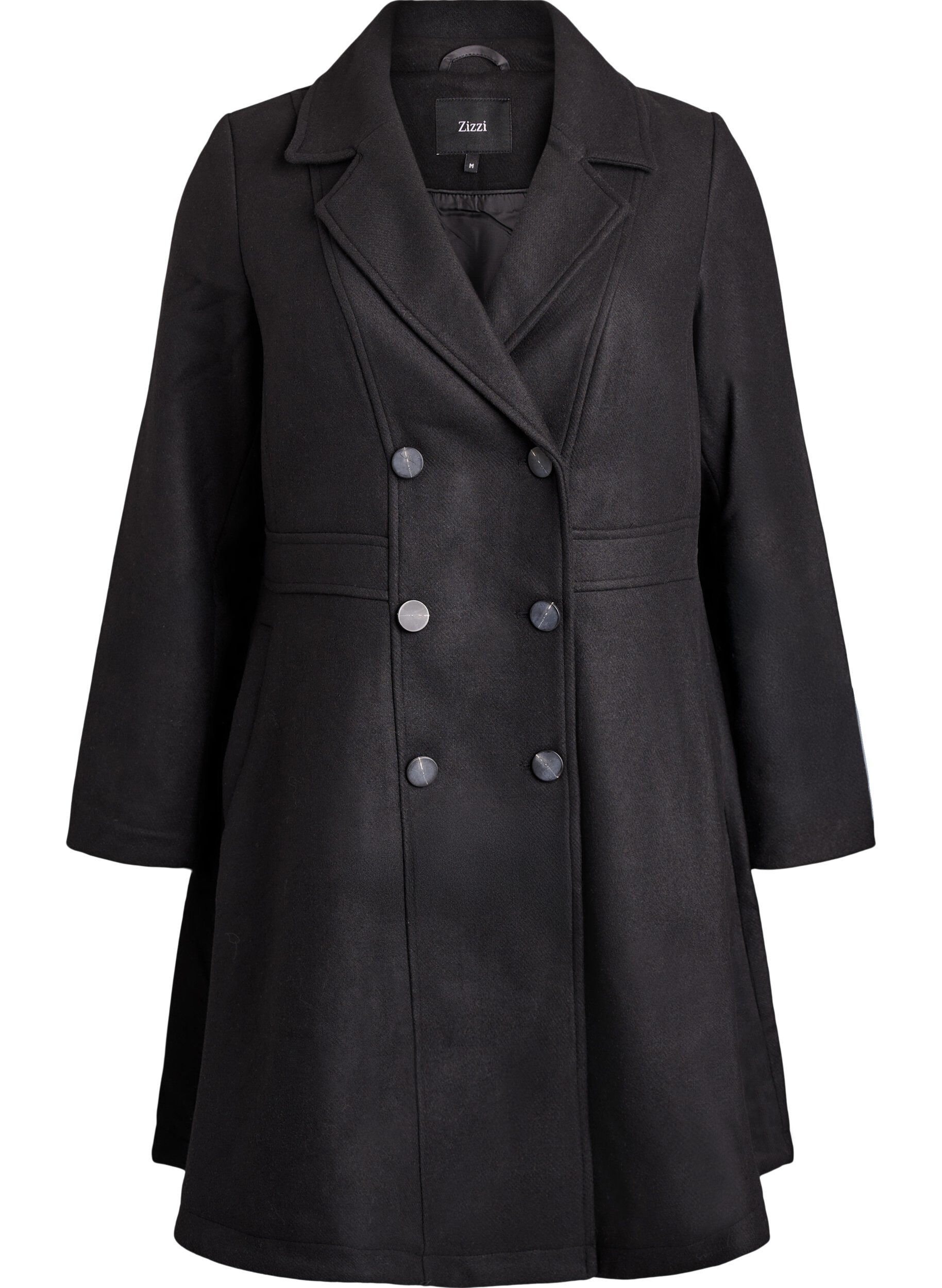 ZizzifashionA-line wool coat with pockets, Black, Packshot image number 0