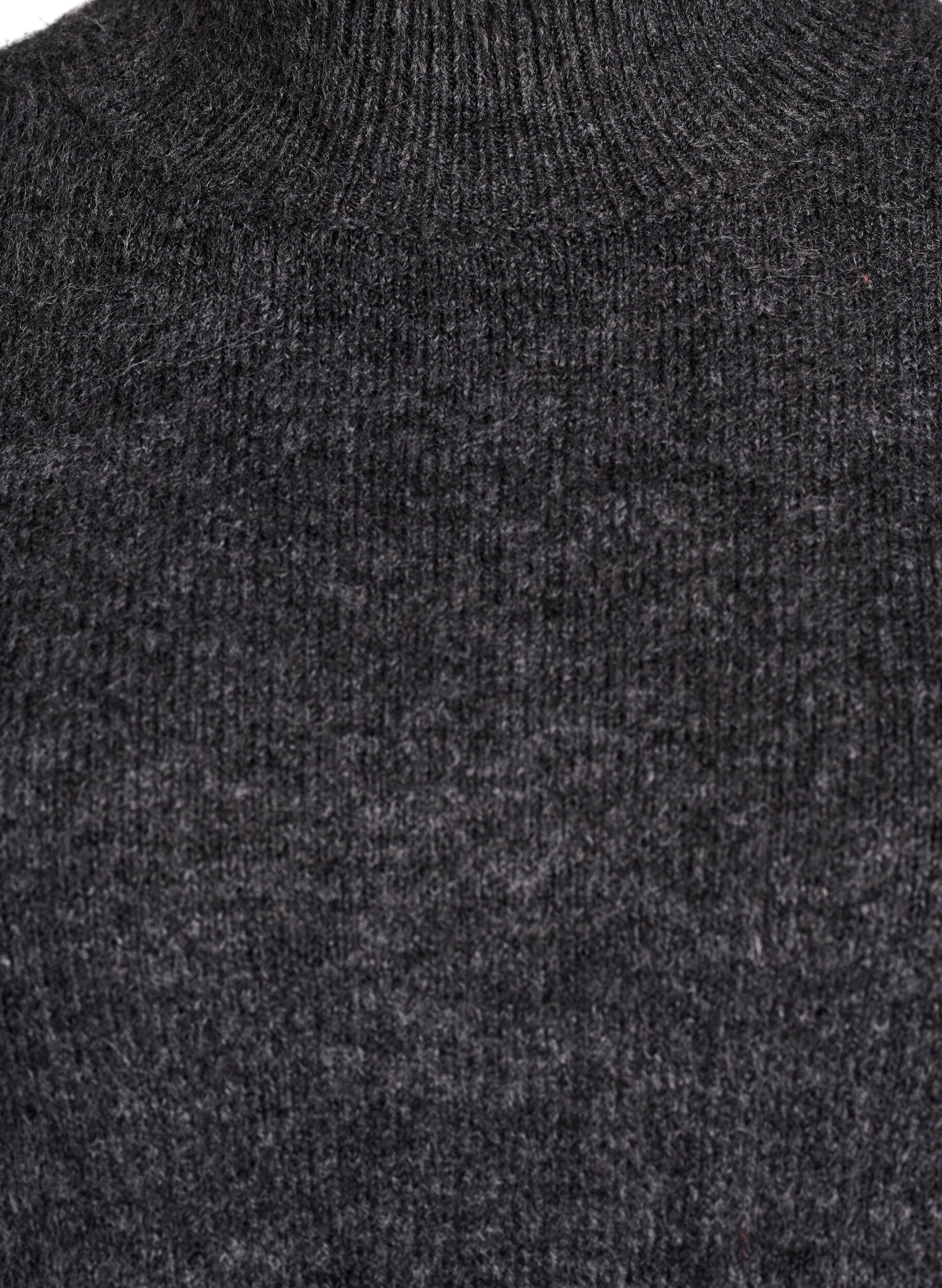 Zizzifashion Knitted blouse with a high neck and contrast detail, Dark Grey, Packshot image number 2