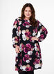 Viscose dress with print and long sleeves, Black, Model image number 0