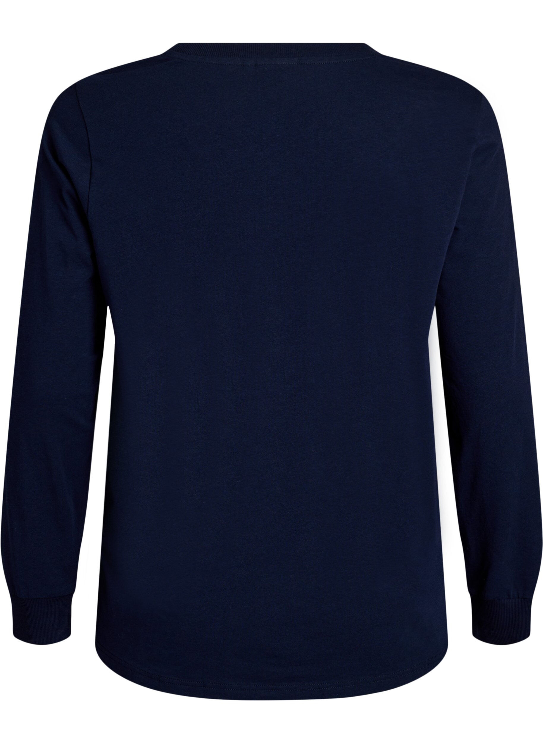 Zizzifashion Long-sleeved pyjama top in soft cotton jersey, Blue, Packshot image number 1