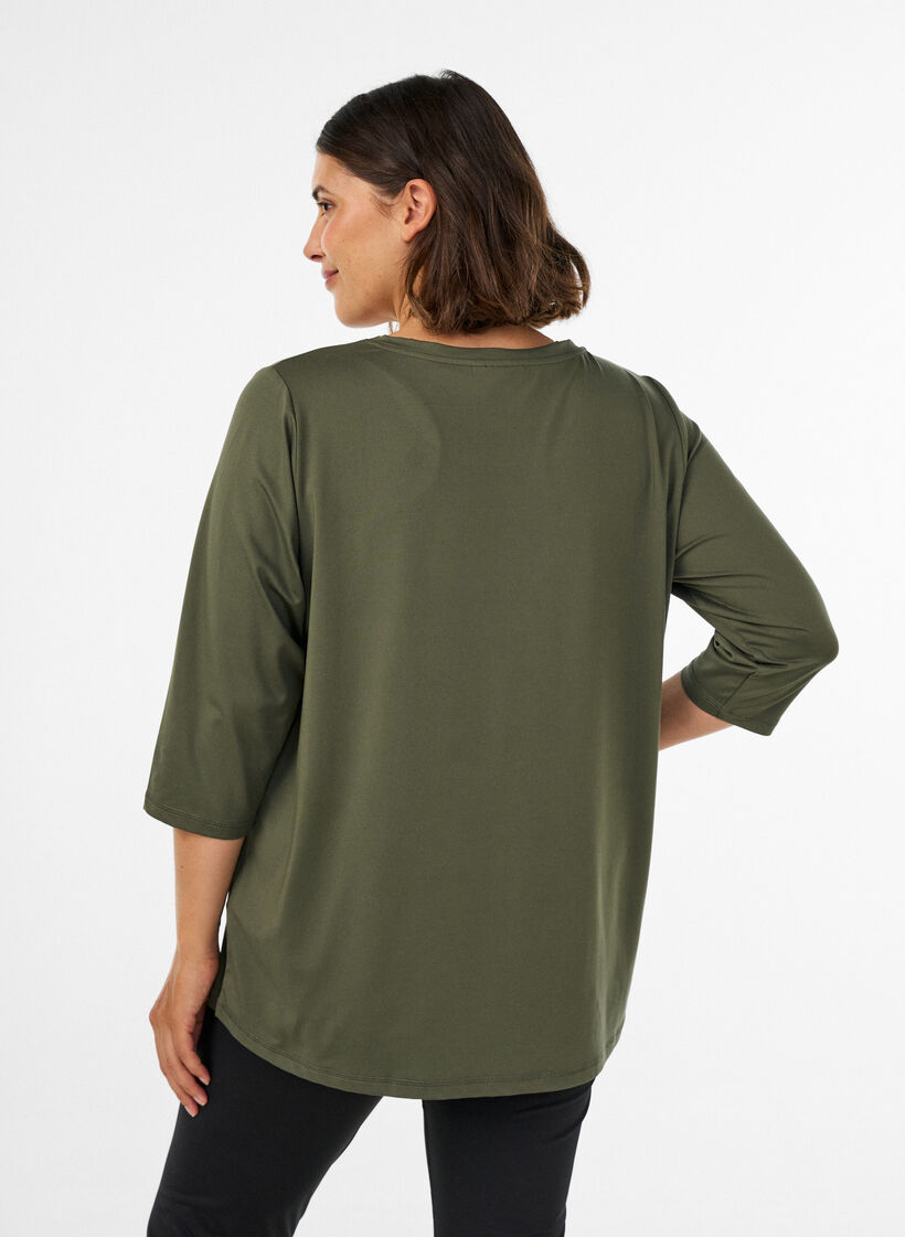 Sports top with 3/4 sleeves, Green, Model image number 2