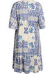 Patterned midi dress in viscose with tie belt, Blue, Packshot image number 1
