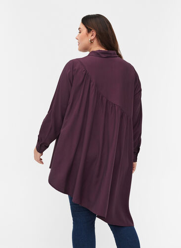 Tunic with asymmetric hem, Plum Perfect, Model image number 1