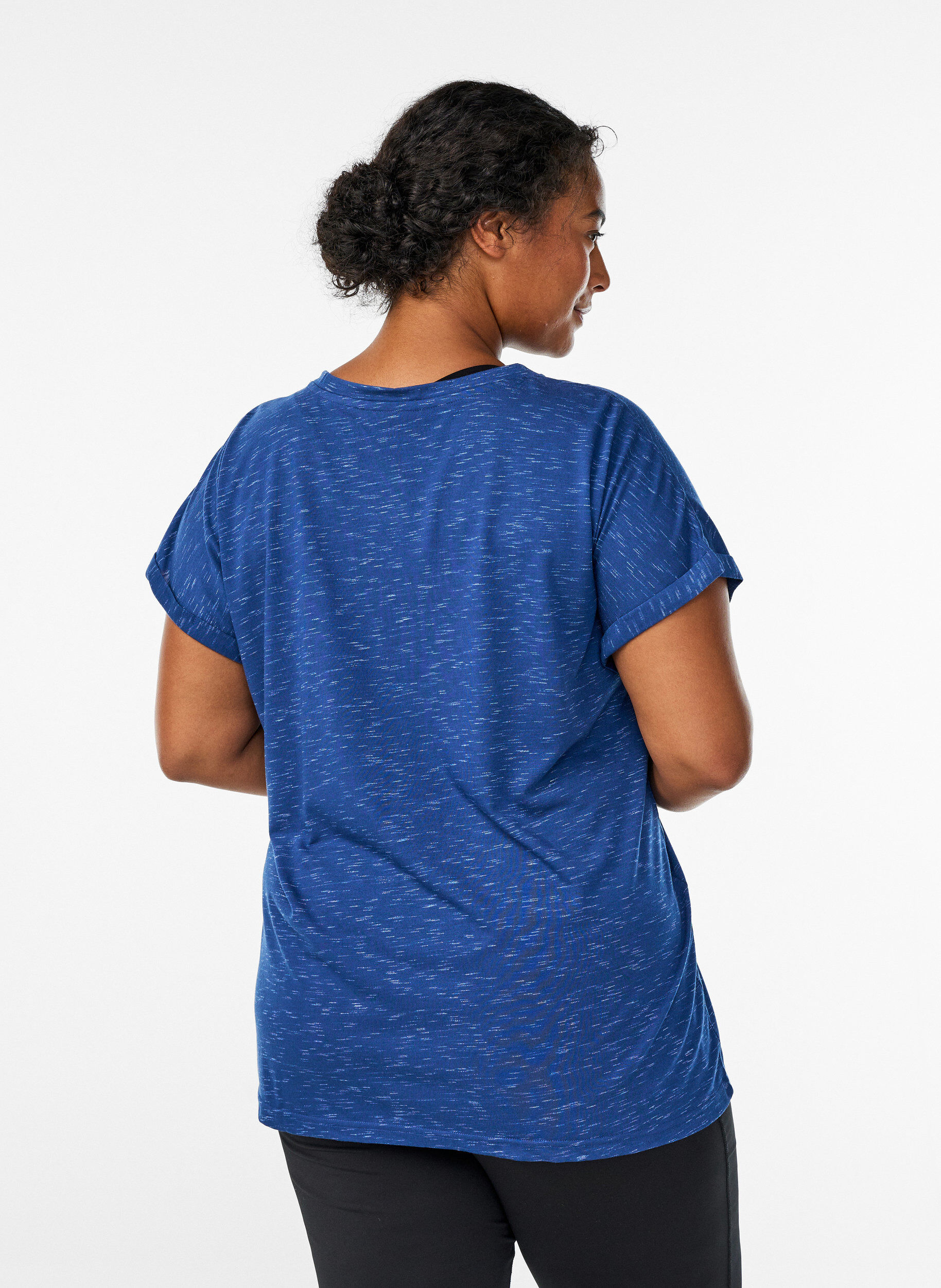 ZizzifashionLoose workout t-shirt with short sleeves, Blue, Model image number 2
