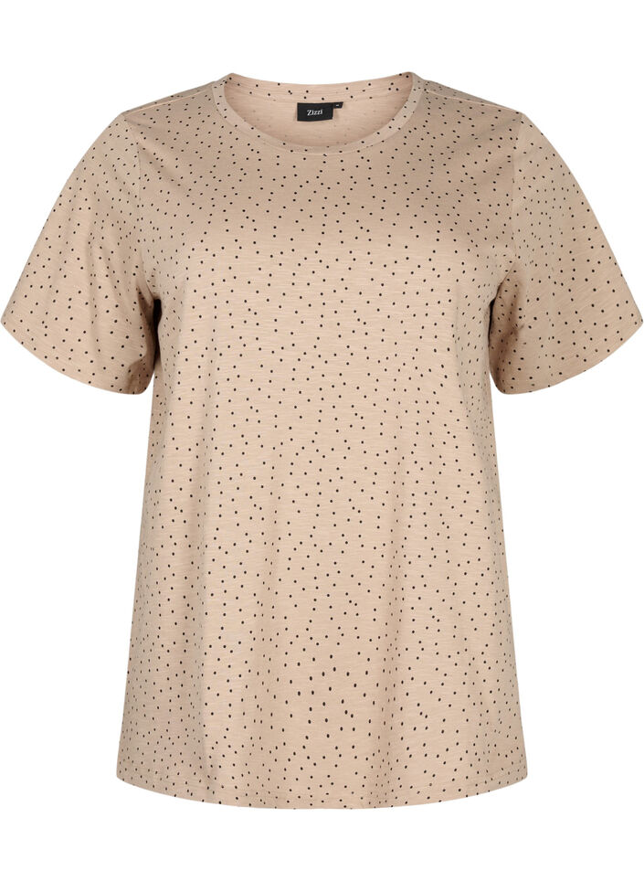 Organic cotton T-shirt with dots	, Beige, Packshot image number 0