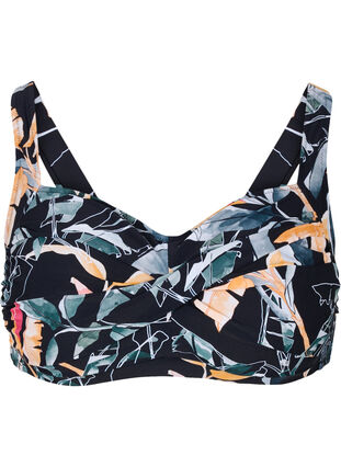 Printed bikini top, Leaf Print, Packshot image number 0