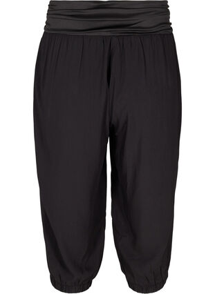 Loose 3/4-length trousers in viscose, Black, Packshot image number 1